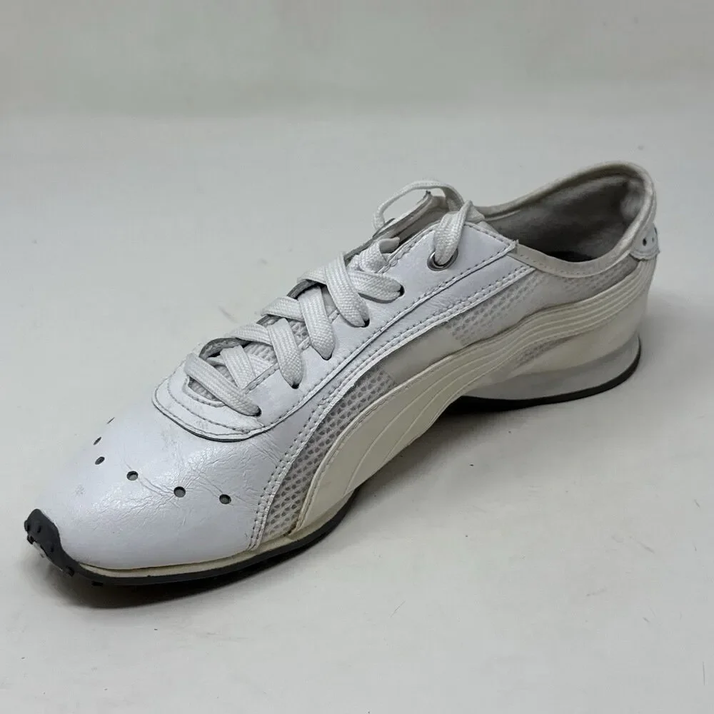 Puma Lillea Shoes Womens 8 White Leather Mesh Lightweight Casual Retro Sneakers